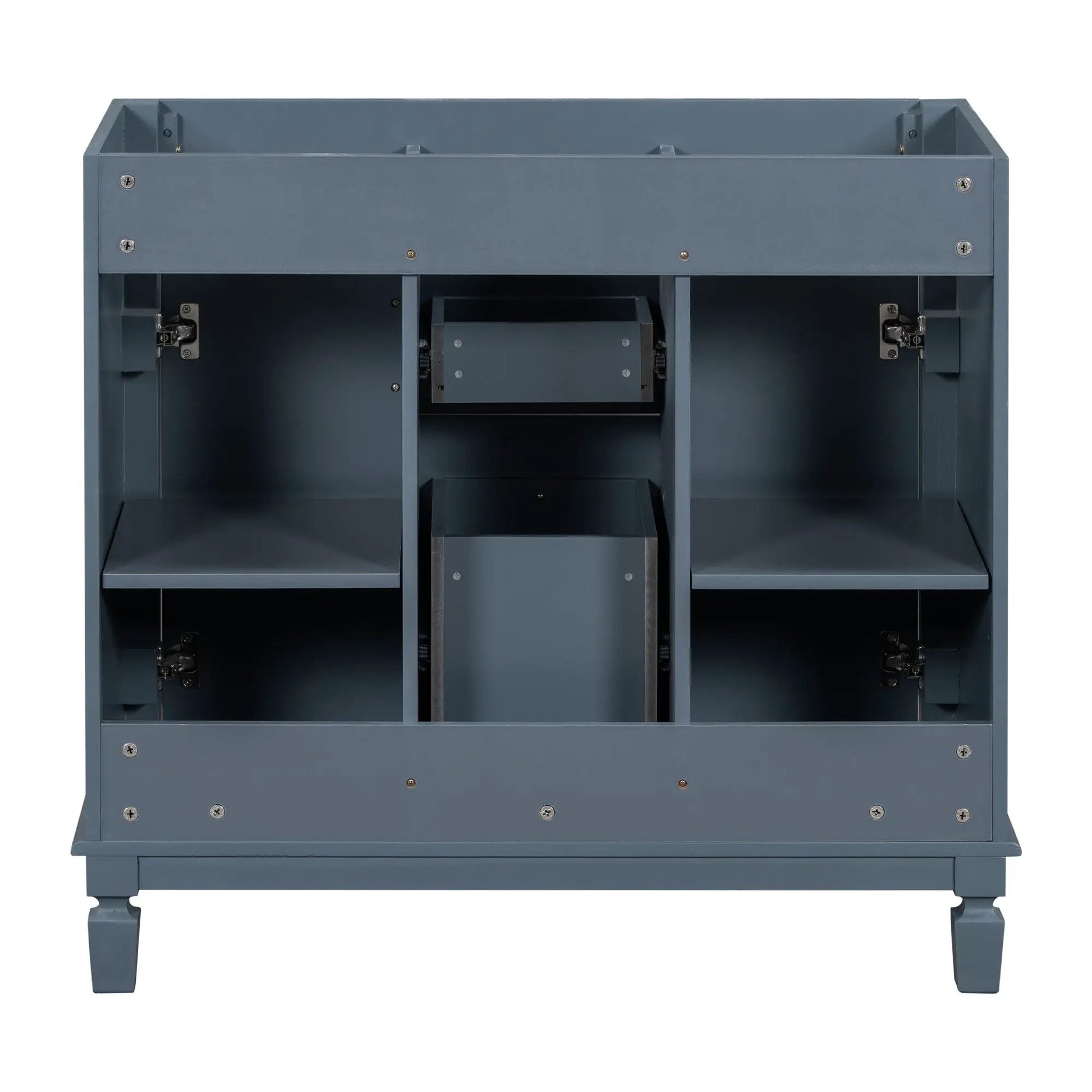 Bathroom vanity base in bluegray metal with 2 doors and 2 drawers by Unique Piece Furniture on Tampa Home & Garden Store
