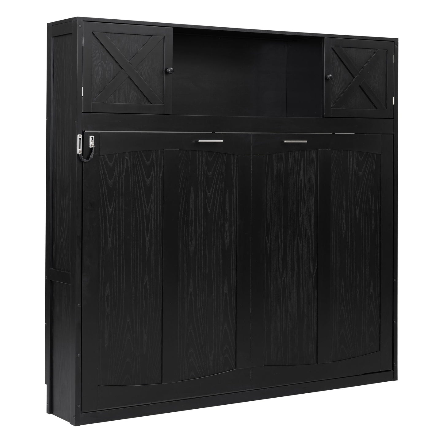 Murphy bed with storage cabinets in black wood finish with X-panel doors by HouseOfZazla on Tampa Home & Garden Store