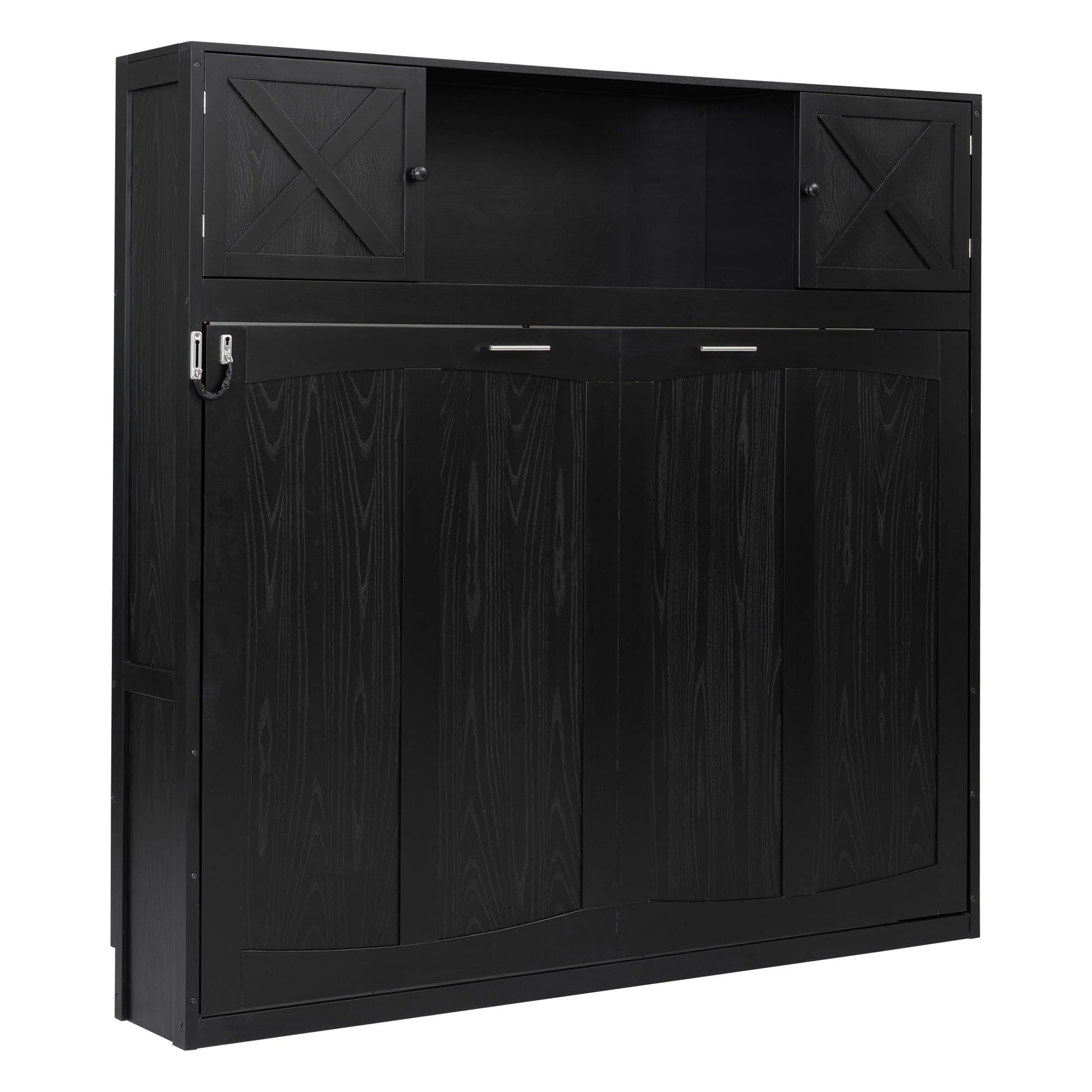 Murphy bed with storage cabinets in black wood finish with X-panel doors by HouseOfZazla on Tampa Home & Garden Store