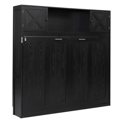 Murphy bed with storage cabinets in black wood finish with X-panel doors by HouseOfZazla on Tampa Home & Garden Store