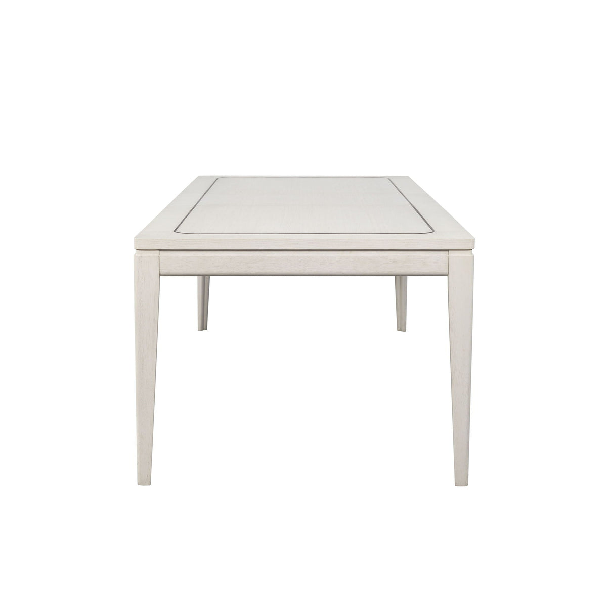 Expandable dining table with metal inlay in vanilla white by HouseOfZazla, extensions on Tampa Home & Garden Store