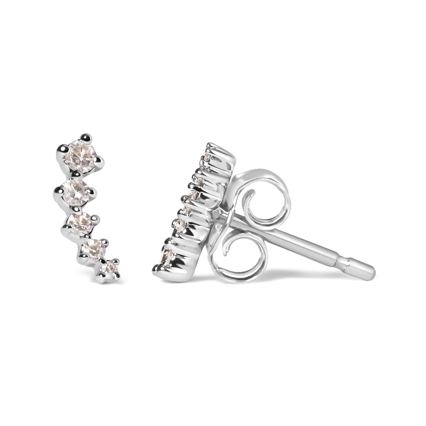 2-piece set: 10K white gold diamond climber earrings, 1/10 Cttw, H-I color, I1-I2 on Tampa Home & Garden Store