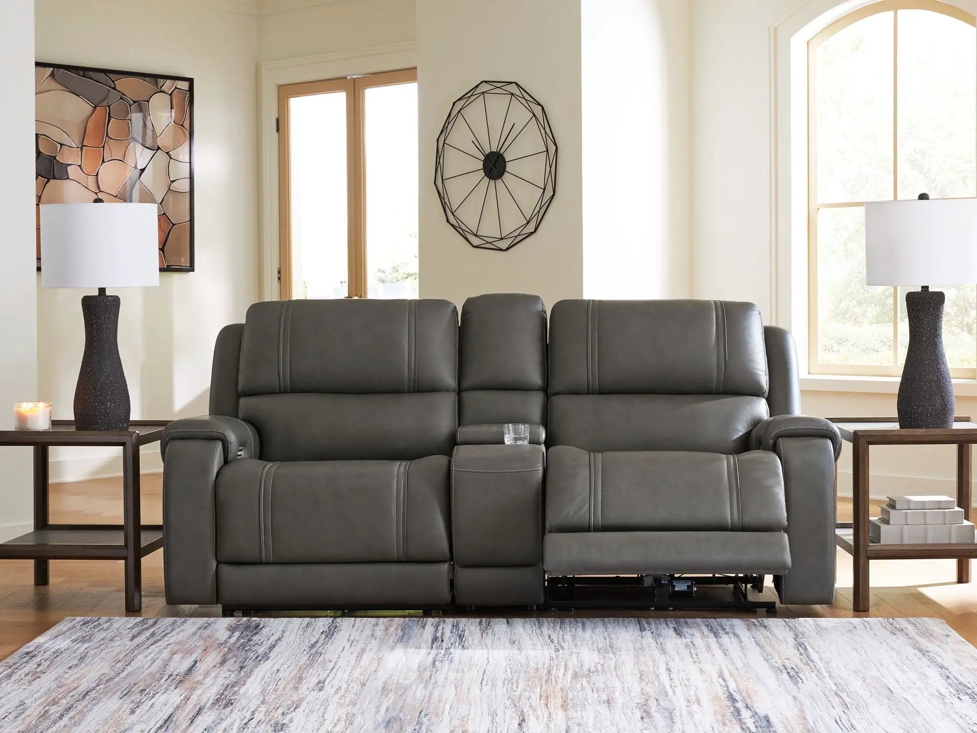 5Z Pittson Power Reclining Sectional in gray leather by Unique Piece Furniture on Tampa Home & Garden Store