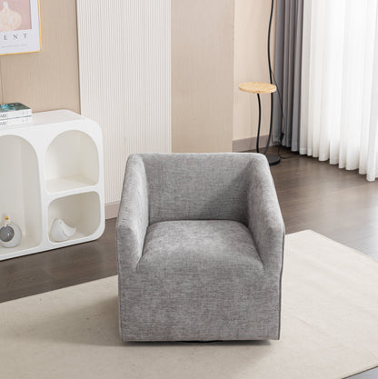 Nice Modern Upholstered Barrel Armchair gray fabric by HouseOfZazla 360° swivel on Tampa Home & Garden Store