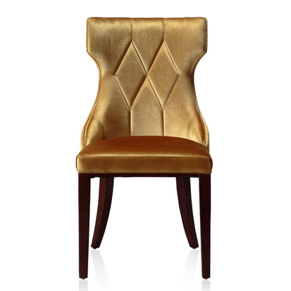 Reine dining chair set of 2 with solid wood frame in gold velvet, diamond-tufted back on Tampa Home & Garden Store