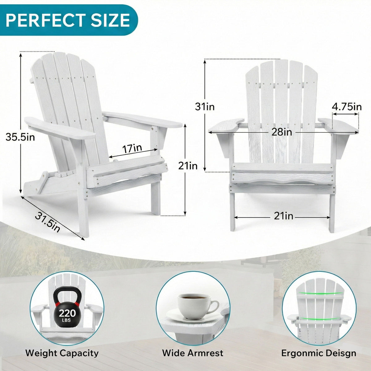 Pair of folding Adirondack lounge chairs with embossed grain texture in gray on Tampa Home & Garden Store