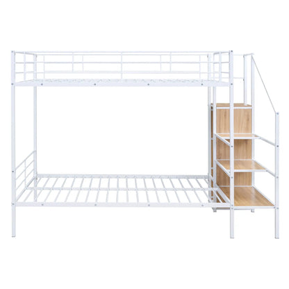 Bunk Bed With Lateral Storage Ladder and Wardrobe