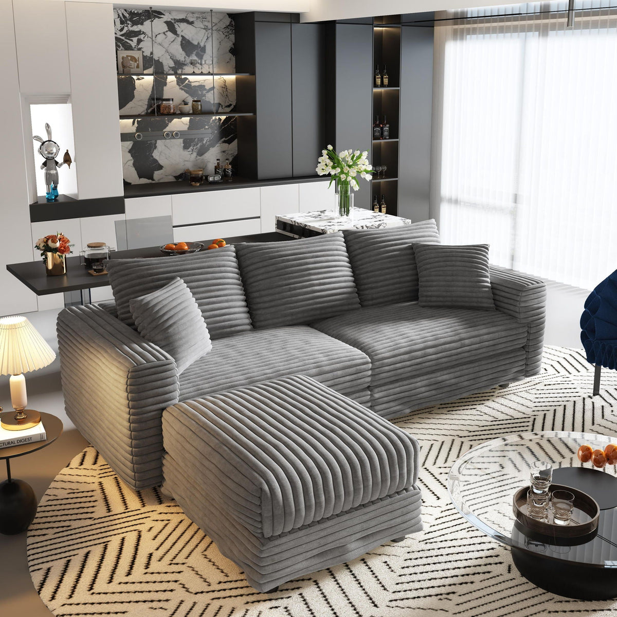 Convertible Sofa With Deep Seat and Pillows