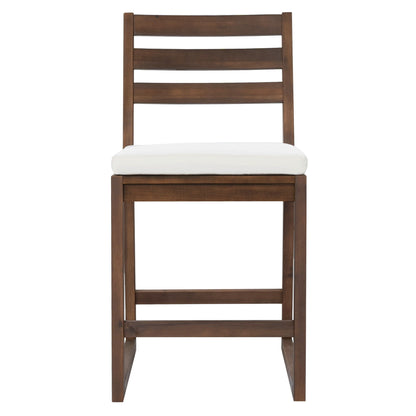 Patio bar chair by HouseOfZazla with slatted back and white cushion on Tampa Home & Garden Store
