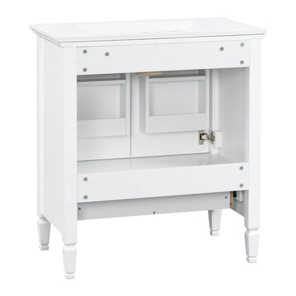 Freestanding white vanity with drawer and soft-close doors on Tampa Home & Garden Store