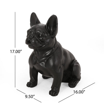 Outdoor French Bulldog garden statue in glossy black on Tampa Home & Garden Store