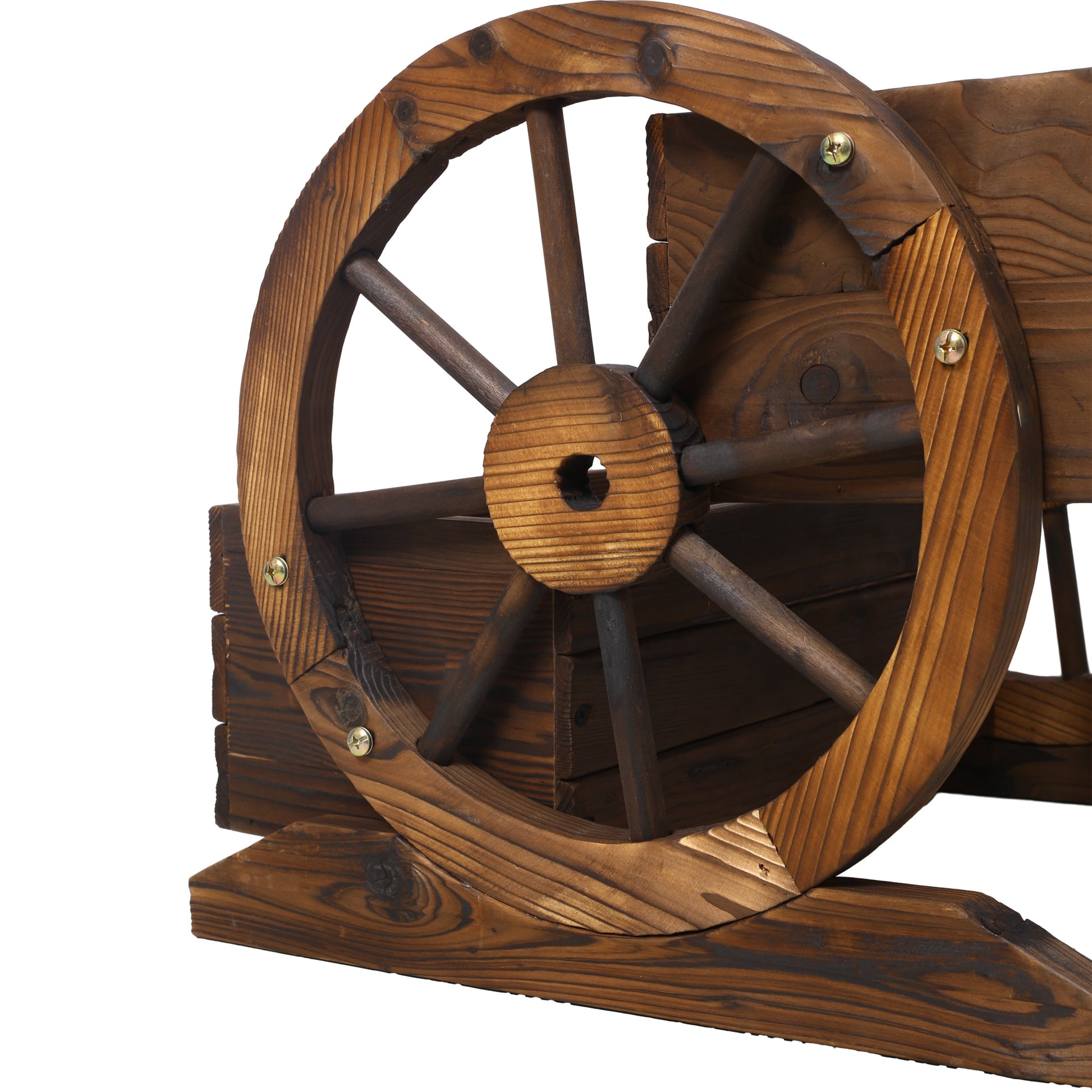 Wooden Wagon Planter Box with Wheels in brown stained wood by HouseOfZazla on Tampa Home & Garden Store