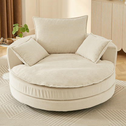 Swivel Barrel Chair with cushions in beige ribbed fabric by HouseOfZazla, Swing Chairs on Tampa Home & Garden Store