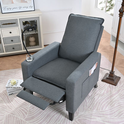 Grey fabric recliner chair with extendable footrest and cup holder, HouseOfZazla on Tampa Home & Garden Store