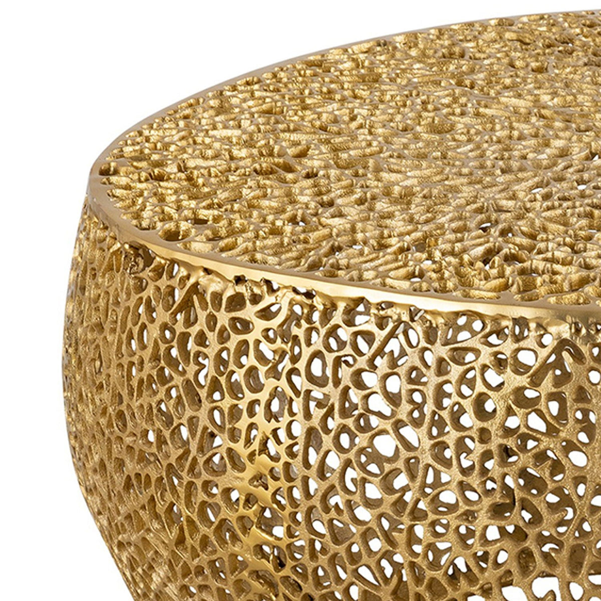 Round coffee table HouseOfZazla, gold aluminum openwork lattice surface on Tampa Home & Garden Store