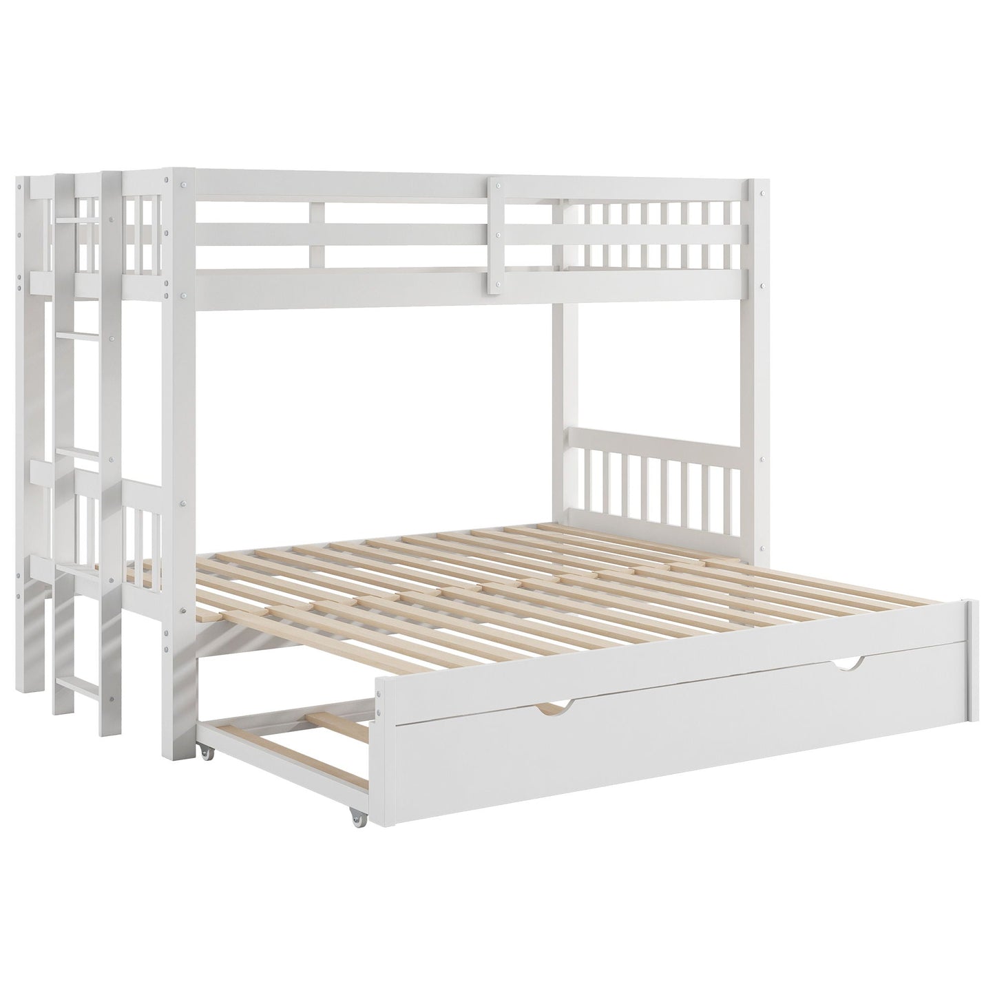 Smooth Mobility Bunk Bed With Trundle white wooden bunk bed by HouseOfZazla with ladder on Tampa Home & Garden Store