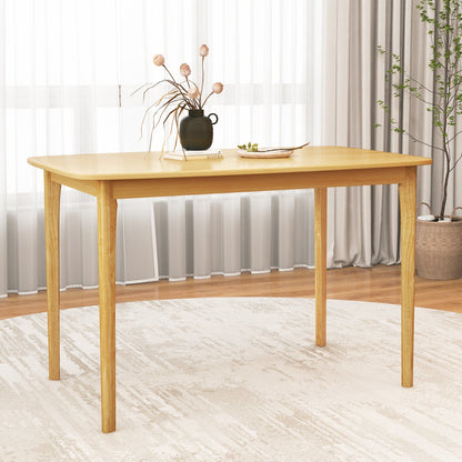 Mesa de comedor de madera maciza de 48 pulgadas con patas de soporte de madera de caucho para cocina/comedor - Natural
