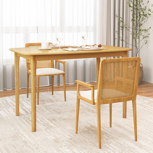 48 Inch Solid Wood Dining Table with Rubber Wood Supporting Legs for Kitchen Dining Room-Natural - Tampa Home & Garden Store