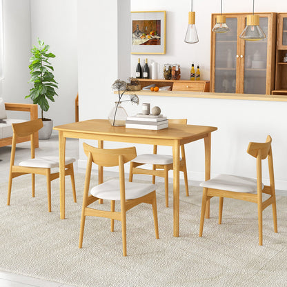 Mesa de comedor de madera maciza de 48 pulgadas con patas de soporte de madera de caucho para cocina/comedor - Natural