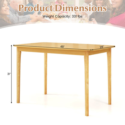 Mesa de comedor de madera maciza de 48 pulgadas con patas de soporte de madera de caucho para cocina/comedor - Natural