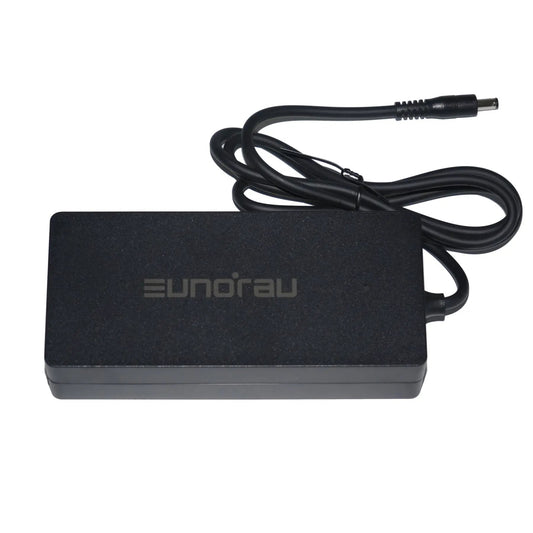 EUNORAU 48V2A US/CA ebike charger, black plastic body with coiled cord and barrel connector on Tampa Home & Garden Store