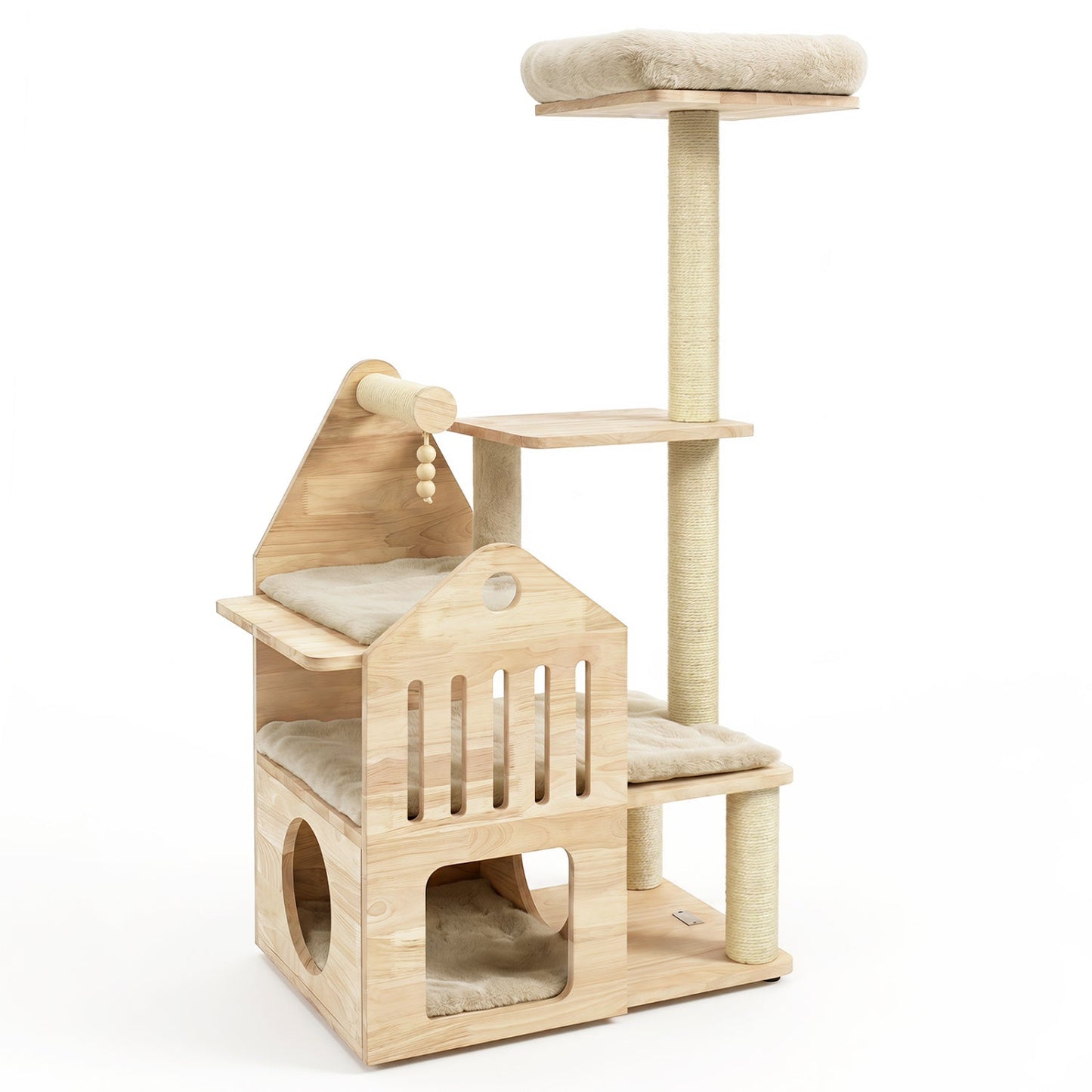 DirectDeals multi-level solid wood cat tree 48.5in with condo and sisal scratchers on Tampa Home & Garden Store