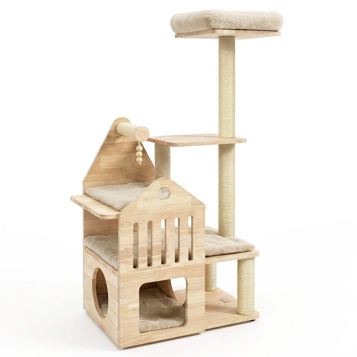 DirectDeals multi-level solid wood cat tree 48.5in with condo and sisal scratchers on Tampa Home & Garden Store