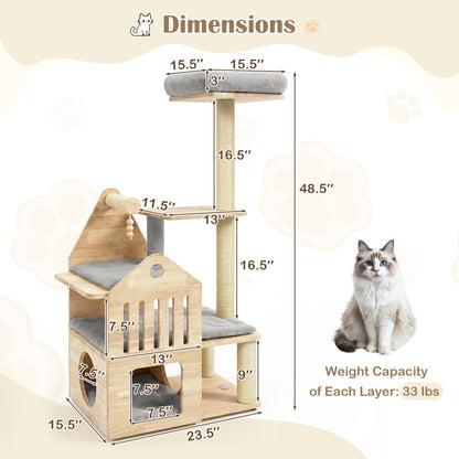 Cat Tree DirectDeals solid wood with condo and scratchers, 48.5 in tall on Tampa Home & Garden Store
