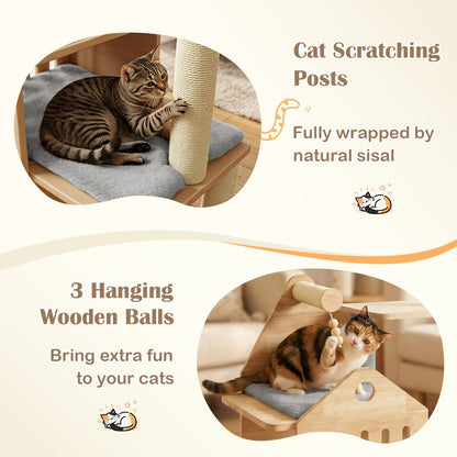 DirectDeals Multi-Level Solid Wood Cat Tree 48.5in with condo and scratchers on Tampa Home & Garden Store