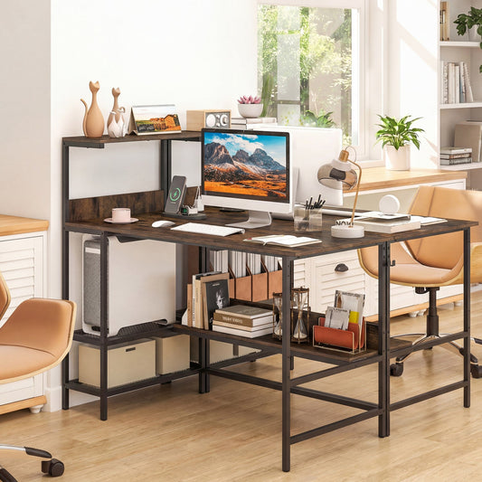 48 Inch Computer Desk with Power Outlets and Storage Shelves - Tampa Home & Garden Store