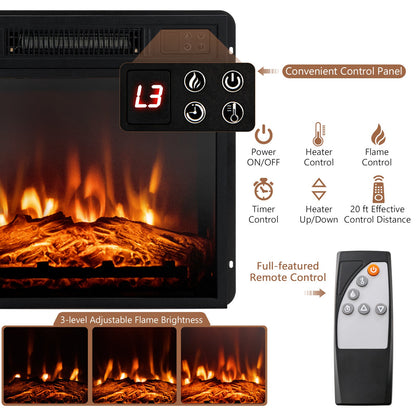 Mueble de TV con chimenea eléctrica de 48 pulgadas con gabinetes para televisores de hasta 55 pulgadas - Marrón