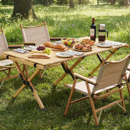 DirectDeals 48 Inch Folding Camping Table with slats for backyard dining and chairs on Tampa Home & Garden Store
