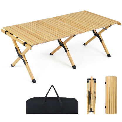 48 Inch Folding Camping Table with Carry Bag, DirectDeals natural wood slats and folding legs on Tampa Home & Garden Store