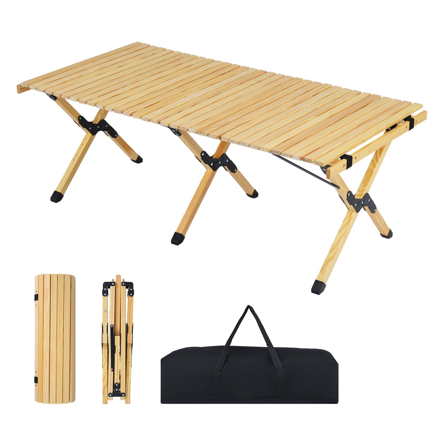 48 Inch Folding Camping Table with Carry Bag, slatted wood top, DirectDeals on Tampa Home & Garden Store
