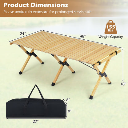 DirectDeals 48-Inch Folding Camping Table with slatted wooden top and carry bag on Tampa Home & Garden Store