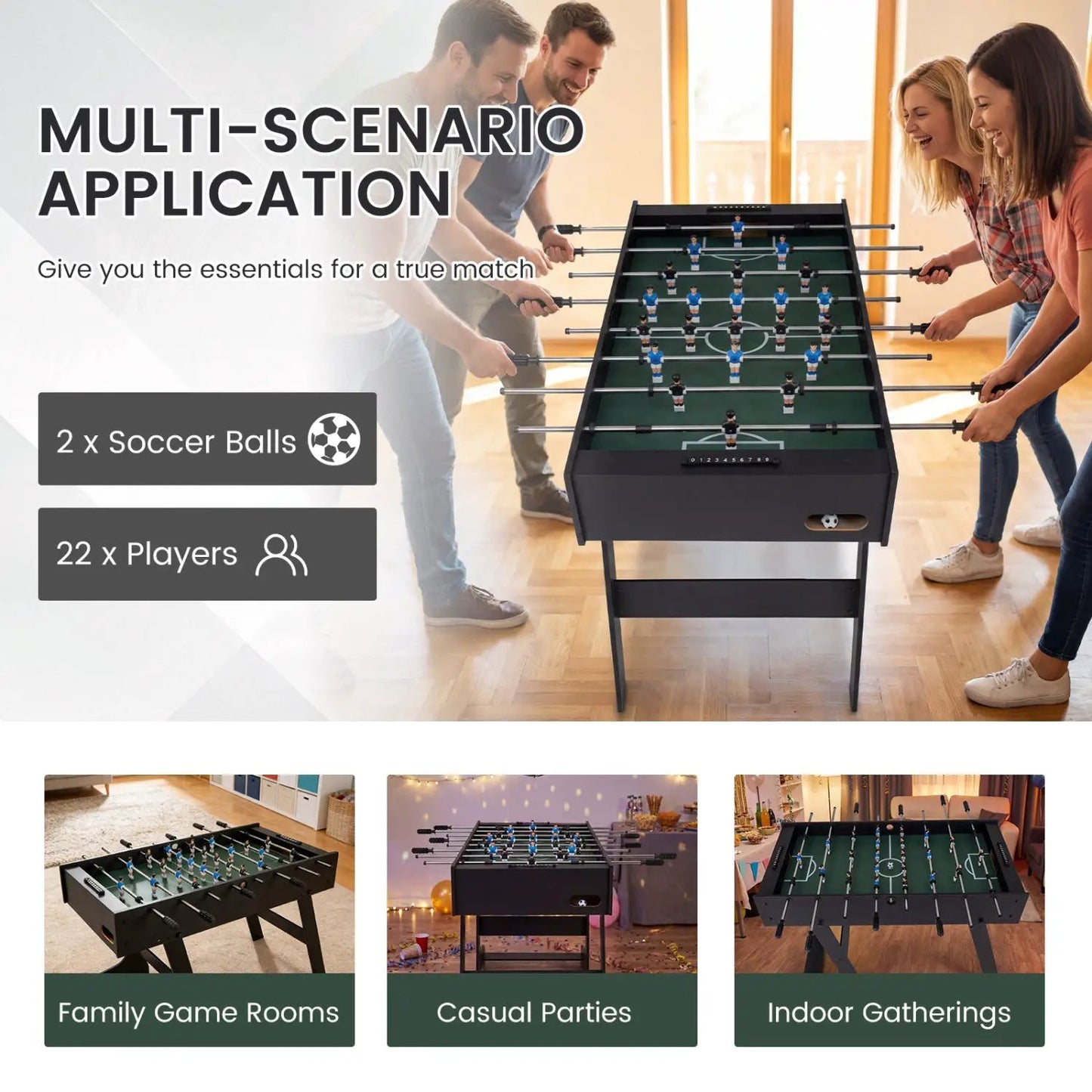 48 Inch Folding Foosball Table for Competition Size