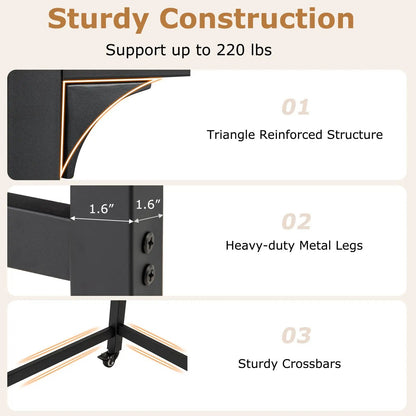 48 Inch Mobile Computer Desk With 4 Casters