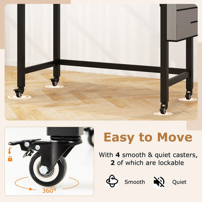 48 Inch Mobile Computer Desk With 4 Casters