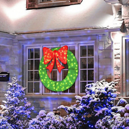 48 Inch Pre-Lit Christmas Mesh Wreath with Bow