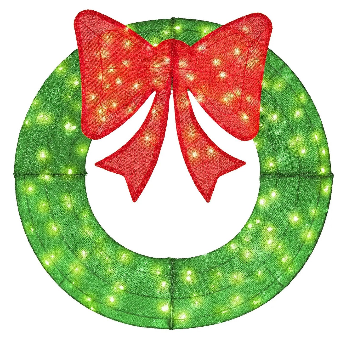 48 Inch Pre-Lit Christmas Mesh Wreath with Bow