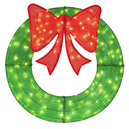 48 Inch Pre-Lit Christmas Mesh Wreath with Bow