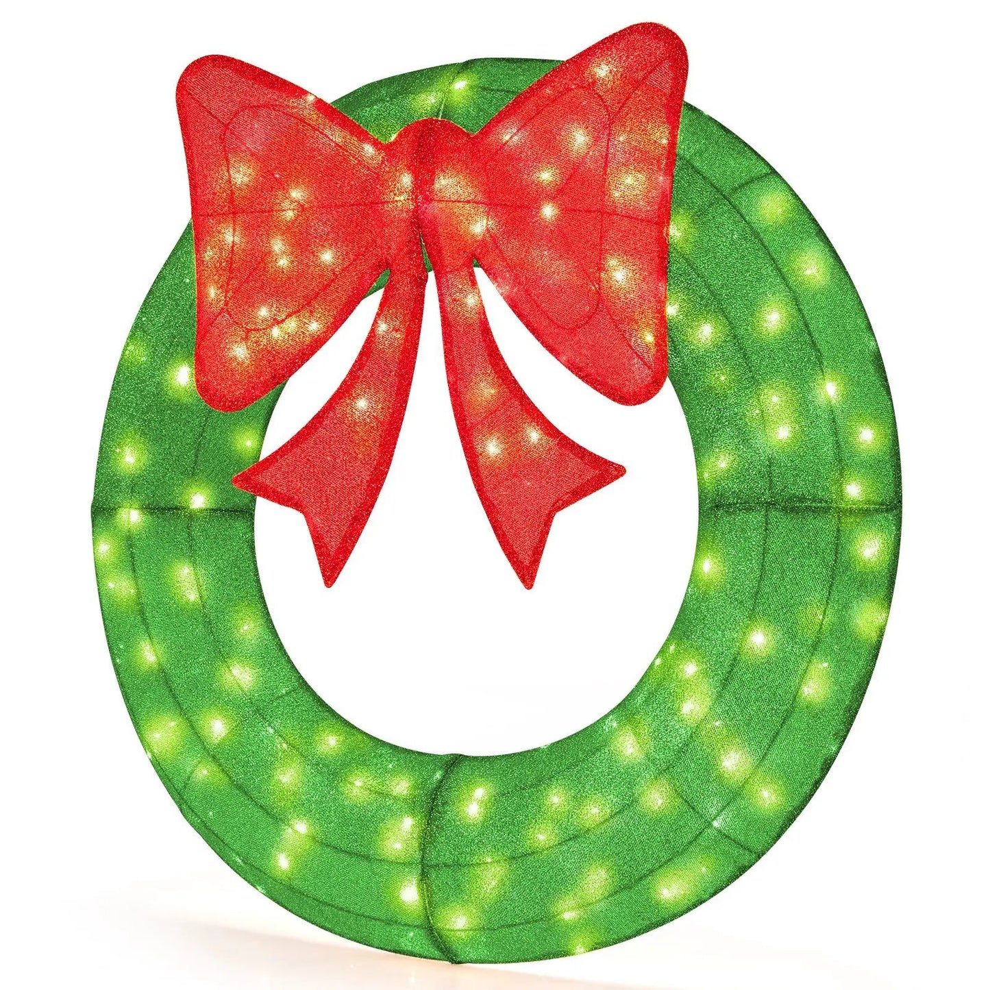 48 Inch Pre-Lit Christmas Mesh Wreath with Bow