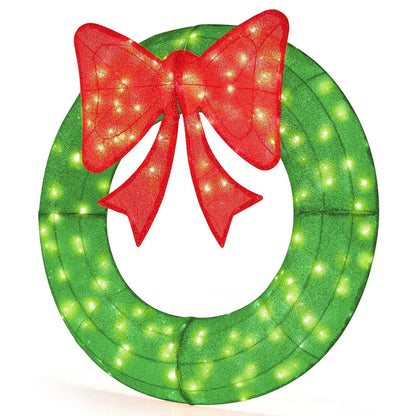 48 Inch Pre-Lit Christmas Mesh Wreath with Bow