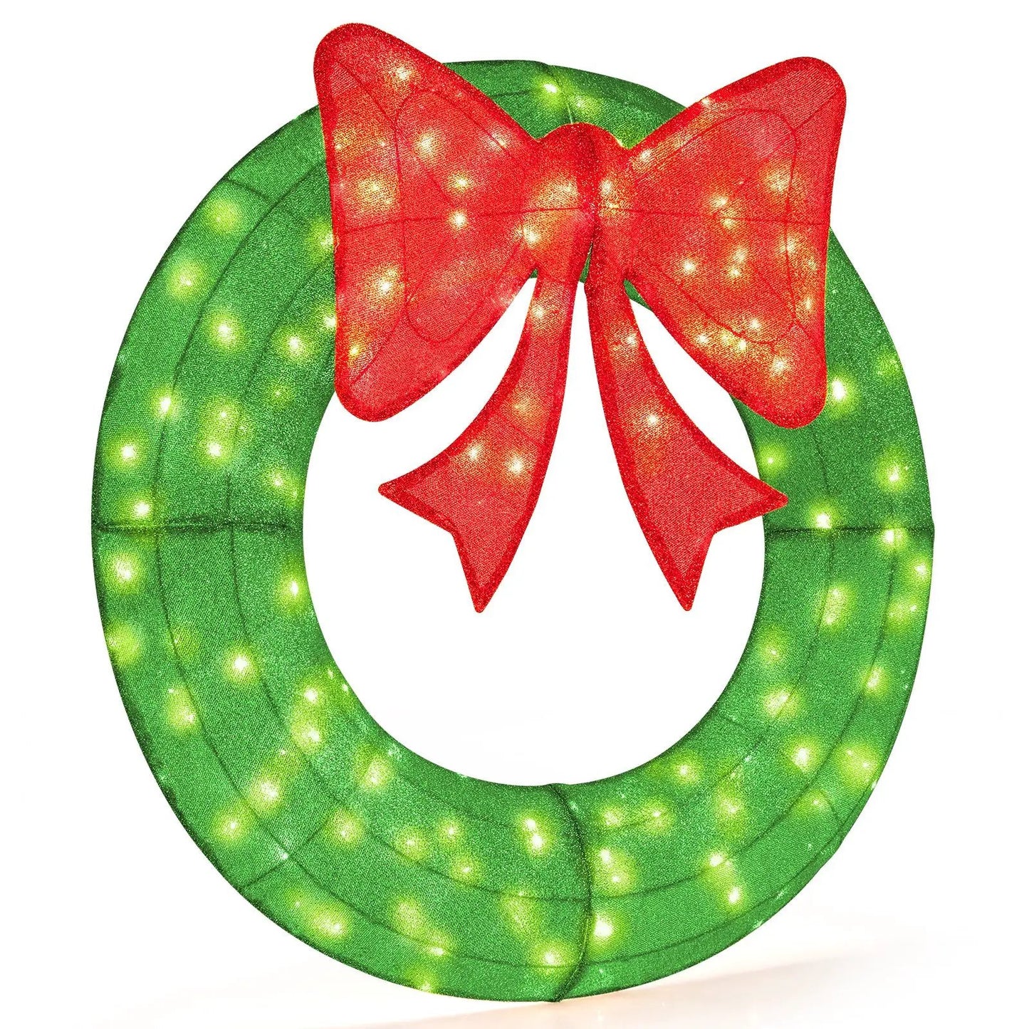 48 Inch Pre-Lit Christmas Mesh Wreath with Bow