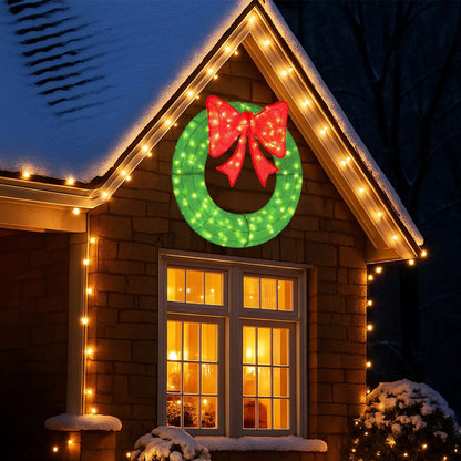 48 Inch Pre-Lit Christmas Mesh Wreath with Bow