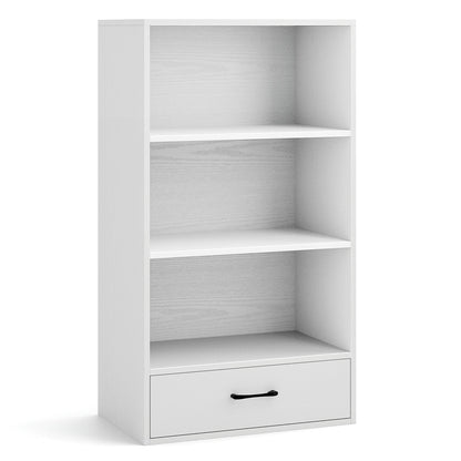48 Inch Tall 4 Tiers Wood Bookcase with Drawer-Black