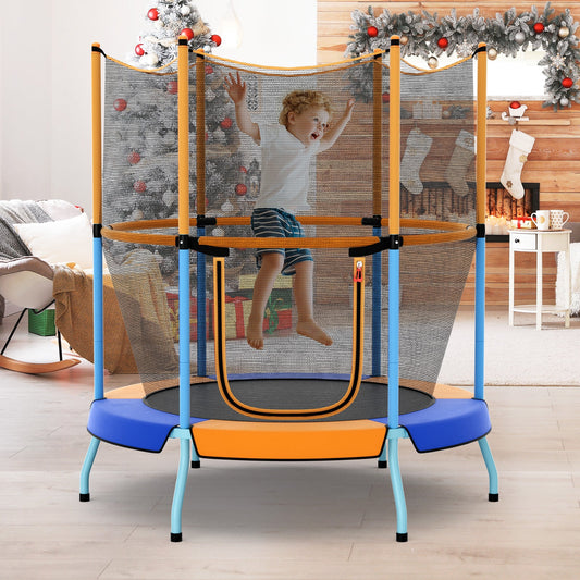 48 Inch Toddler Trampoline with Safety Enclosure Net-Orange - Tampa Home & Garden Store