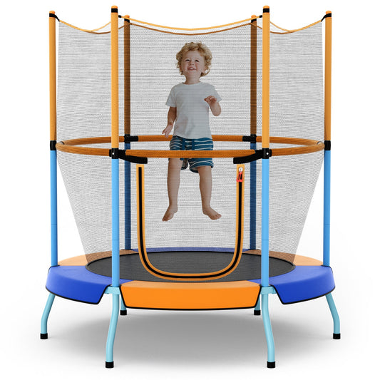 48 Inch Toddler Trampoline with Safety Enclosure Net-Orange - Tampa Home & Garden Store