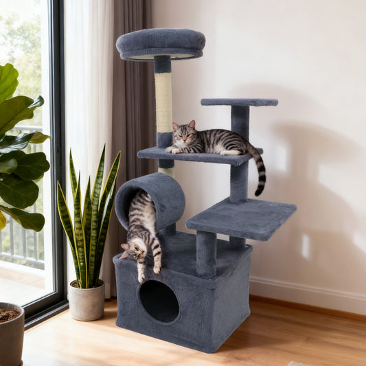 48 Inches Tall Cat Tree Multi-Level Kitten Tower with Large Condo Padded Top Perch - Tampa Home & Garden Store