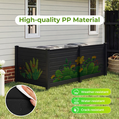 48 x 38 Inch Air Conditioner Fence 3 Panels with Metal Ground Stakes for Patio Backyard